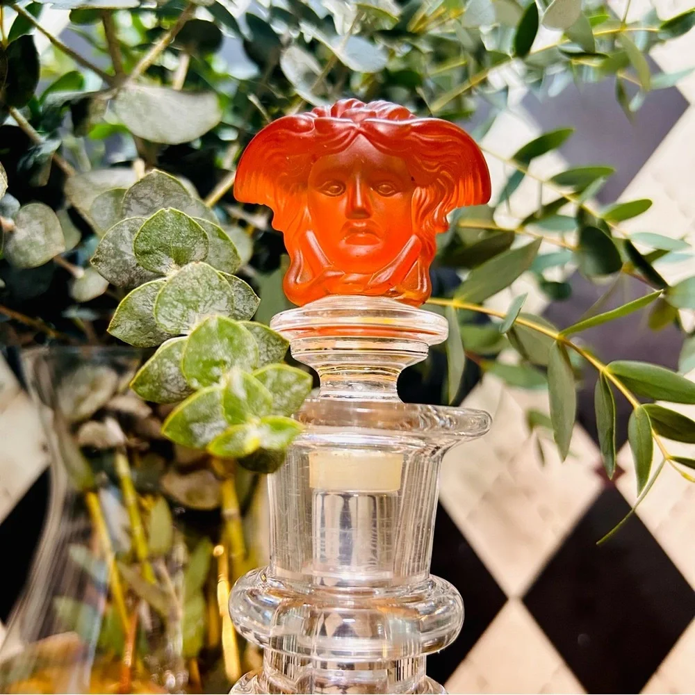 Versace Crystal Bottle‎ Stopper Rosenthal Amber Medusa Luxury Bar Accessories